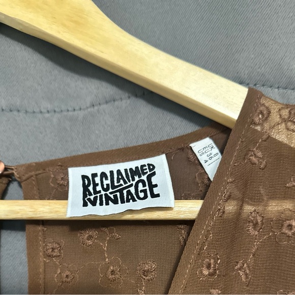 Reclaimed Vintage ruched maxi slip dress in brown NEW! - Picture 7 of 8